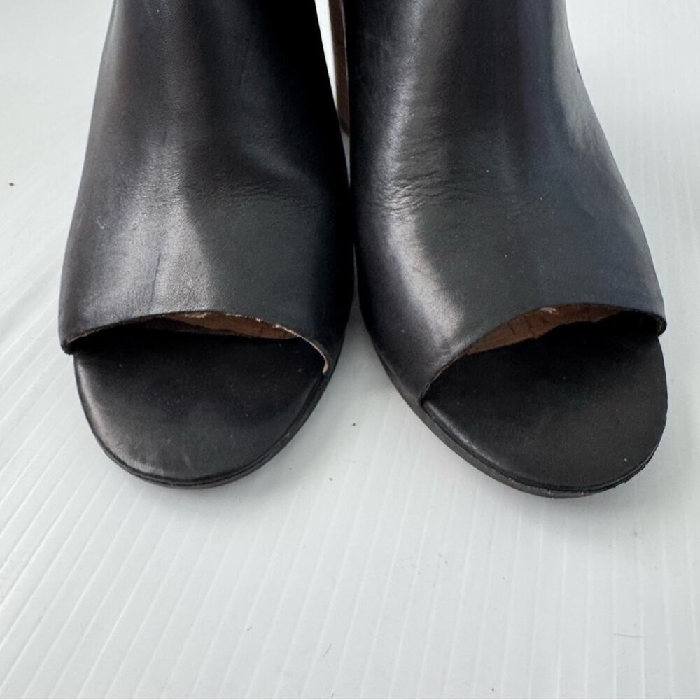 Luca Lane Hilaire leather upper stacked heel peep toe slipon shoes black size 10 - Picture 7 of 12